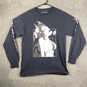 Lewd‎ Complex Anime Girl Graphic Long Sleeve Black T Shirt Mens Size L